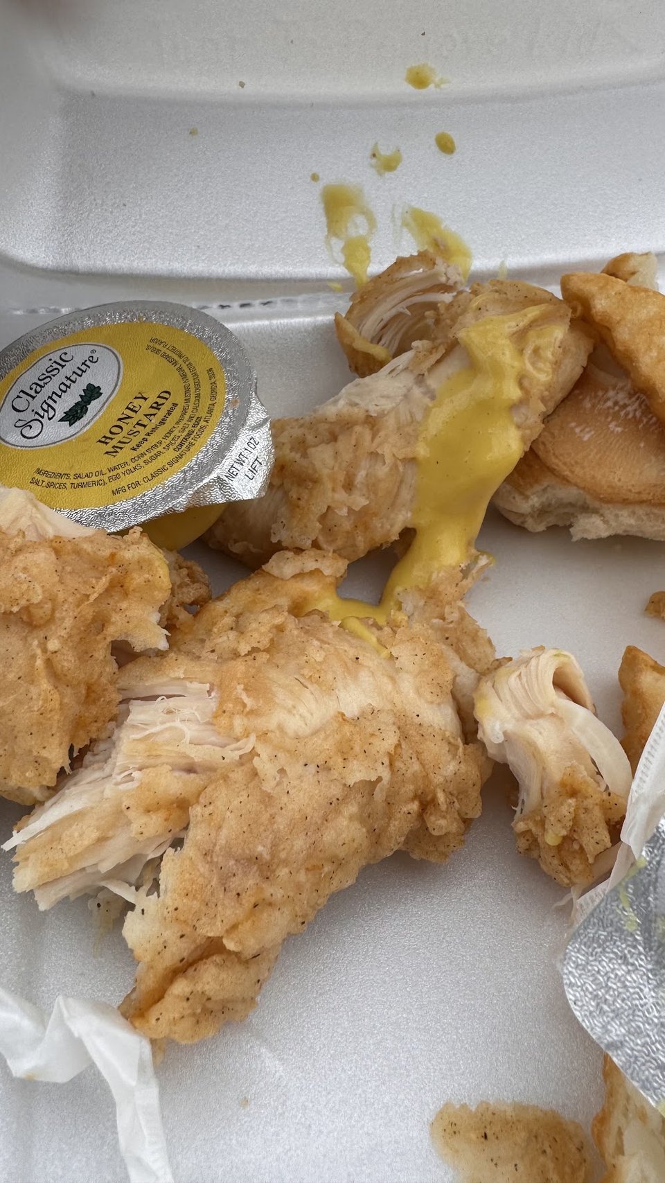 Chicken gizzards on a fast food tray.