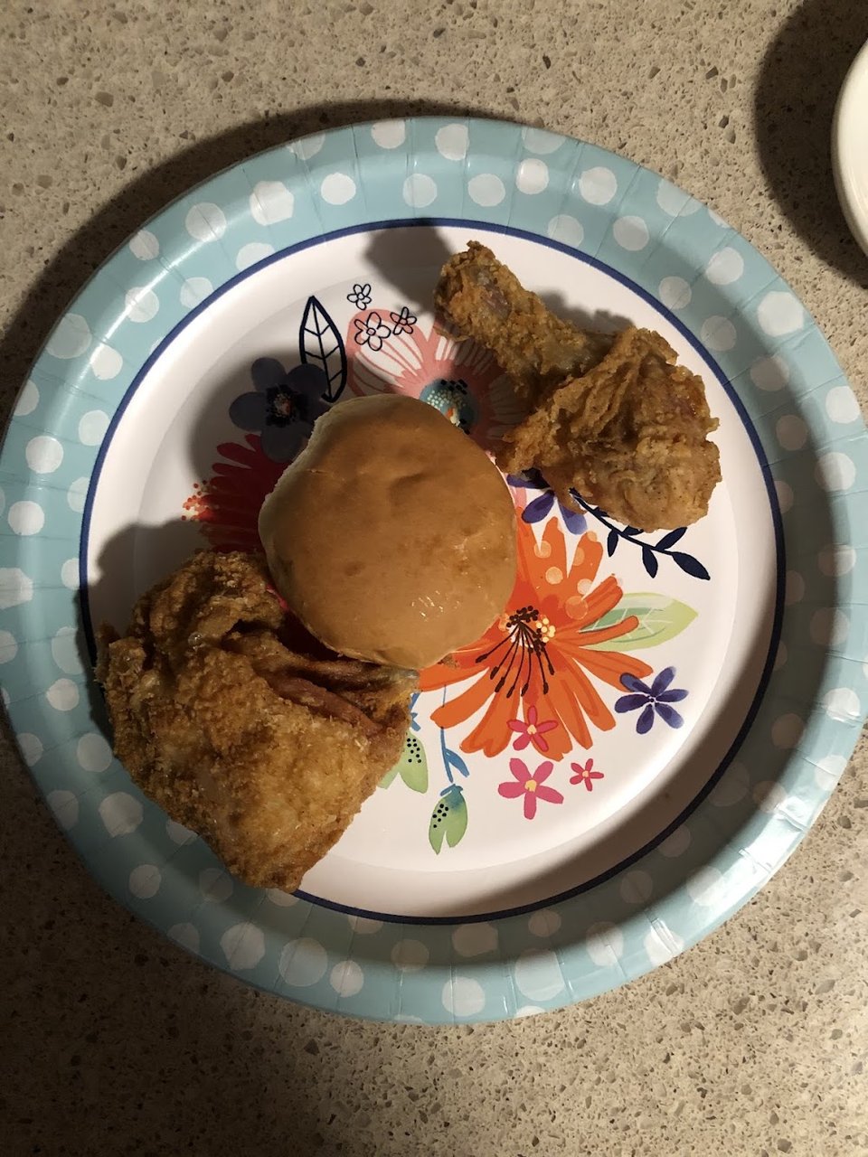 Fried mushrooms beside sweet tea.